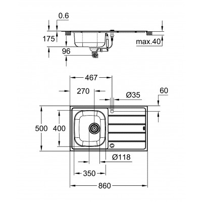 Комплект кухонной мойки и смесителя Grohe K200 (31562SD1)