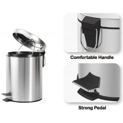 Мусорное ведро круглое Zerix Solo-TC0107 SS Color 7 л цвет нержавейка (ZX5899)