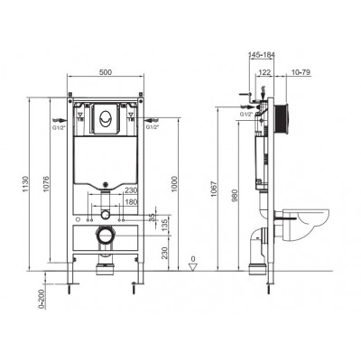 Инсталляция для подвесного унитаза Koer KT-0407 500x126x1150mm, без панели смыва (KR5341) Инсталляция для подвесного унитаза Koer KT-0407 500x126x1150mm, без панели смыва (KR5341)