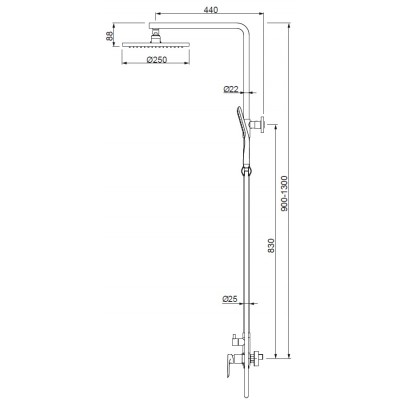 Душевая система со смесителем Koer KB-52028-01, 2 функции (KR5309)