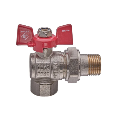 Кран шаровой с американкой Nolf NFC.941-06-1/2" FM угловой, ГШБ ручка "бабочка" красная (NF3155) Кран шаровой с американкой Nolf NFC.941-06-1/2" FM угловой, ГШБ ручка "бабочка" красная (NF3155)