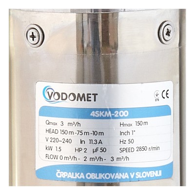 Вихревой насос для скважины Vodomet 4SKM-200 (встр. конденс.) (VO4157)