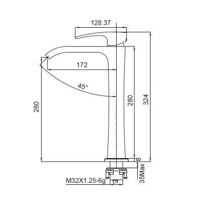 Смеситель для умывальника KOER KB-13007-05 высокий (KR3445), черный