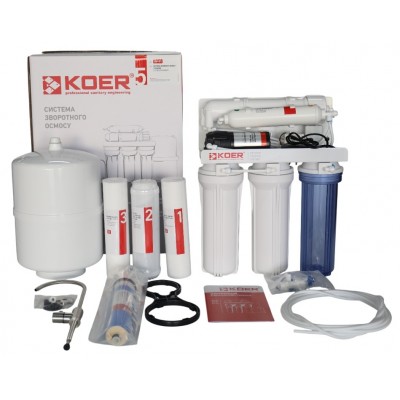 Система обратного осмоса KOER KV-91 5 ступеней + насос, мембрана 75 галлон (KR5327)