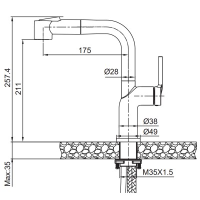 Смеситель для кухни с выдвижным изливом Koer KI-70021-02 (из нержавеющей стали) (цвет - нержавейка) (KR4798)