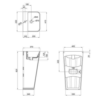 Раковина моноблок Mixxus STYLE-1101 с отверстием под смеситель и переливом 440х380х830mm (MI6696)