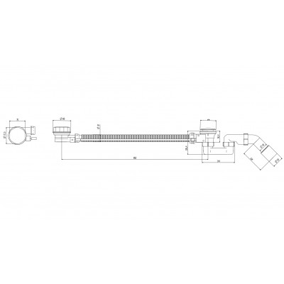 Сифон для ванны Koer BD-04-05 полуавтомат с переливом, (KR5443)