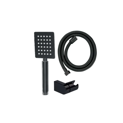 Душевой набор Mixxus Shower SET-02.SUS Black (шланг, лейка, кронштейн) из нержавеющей стали (MI6159)