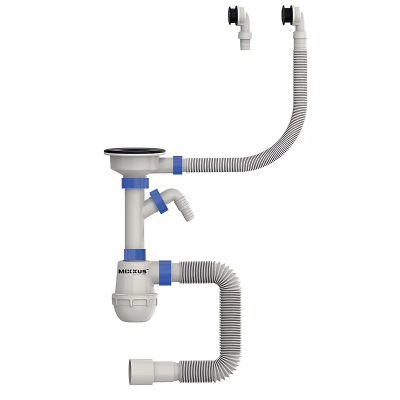 Сифон для кухни Mixxus SK-06-BL 3 1/2"x40 с пластиковой сеткой, отводом для стиральной машины, MI8196 Сифон для кухни Mixxus SK-06-BL 3 1/2"x40 с пластиковой сеткой, отводом для стиральной машины, MI8196