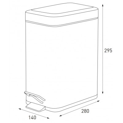 Мусорное ведро с плавным закрытием прямоугольное Zerix Sansa-TC0105 Black 5 л цвет черный (ZX5894)