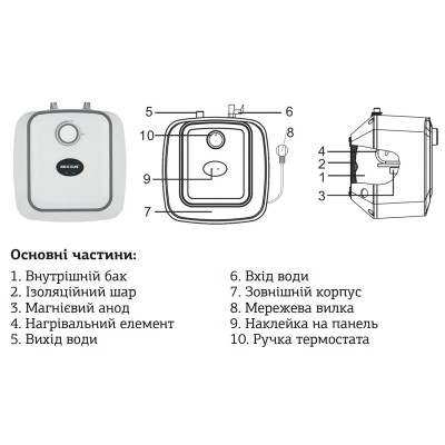 Водонагреватель Mixxus EWH-0606 Small Under накопитель. 6 л, мокрый тен, 1,5 kW (WH0006), под мойку