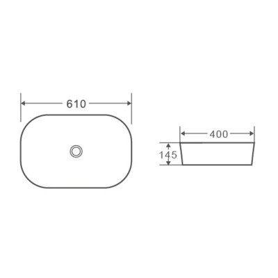 Умывальник накладной керамический Mixxus Premium Diverse-0102 610x400x145mm (MP6486)