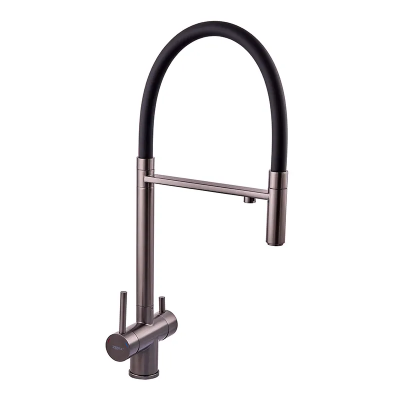 Смеситель для кухни с выходом под фильтрованую воду Zerix KIT-021 Graphite REFL.Black (ZX5559)