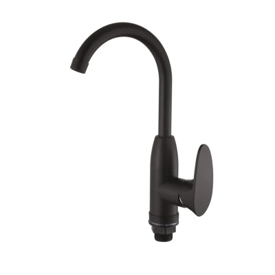 Смеситель для кухни Plamix Cezar-011-B SET Matte black (с подводкой) (PM0668)