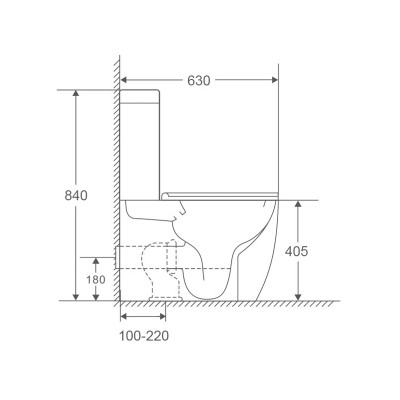 Унитаз-компакт Mixxus Premium Ellipse-0401-T1 630x390x840mm, система смыва TORNADO 1.0 (MP6467)