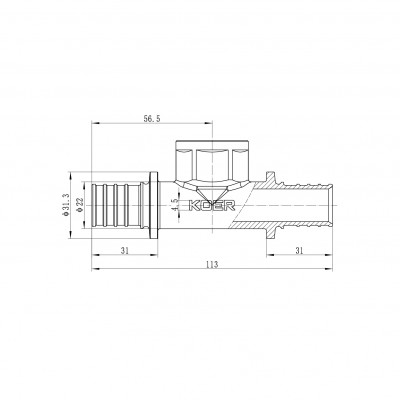 Тройник переходный с ВР Koer KA.T25-08F-25 - 25(3.5mm) x 3/4"F x 25(3.5mm) (KR4896)