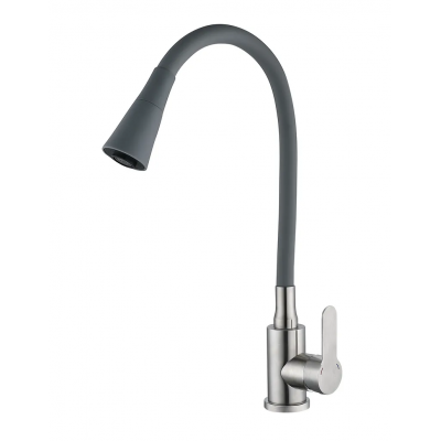 Смеситель для кухни Mixxus DAX-011 REFL.Gray с силиконовым изливом (MI6560)