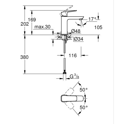 Комплект смесителей для ванны Grohe Cubeo (UA125246M)