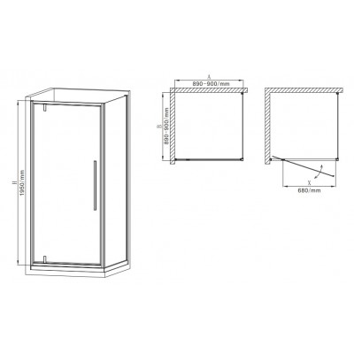 Душевая кабина без поддона Mixxus Premium BEVEL SC01-90x90x195-TR Chrome прозрачное стекло 6мм (MI6863)