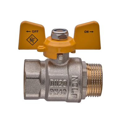 Кран шаровой Nolf  NFC.722-08-3/4" FM ГШБ YELLOW, ручка "бабочка" желтая (NF3130)