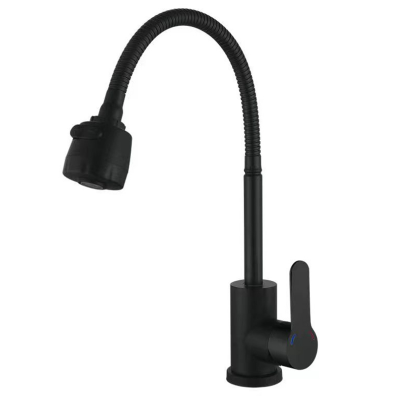 Смеситель для кухни ZERIX DAX-011 BLACK REFLECTOR с нержавеющей стали SUS304 (черный) (ZX4822)