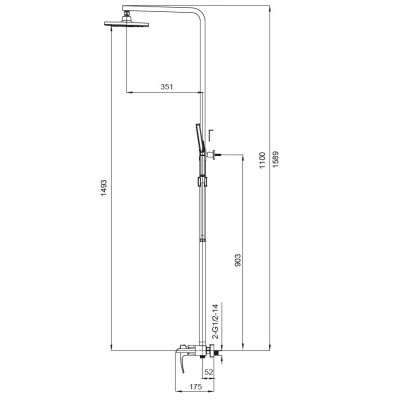 Душевая система со смесителем водопад KOER KB-58007-05 (KR3463), черный
