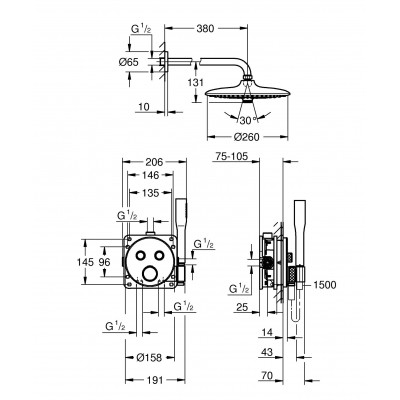 Скрытая душевая система с Euphoria 260 Grohe Grohtherm SmartControl (34867000) Скрытая душевая система с Euphoria 260 Grohe Grohtherm SmartControl (34867000)