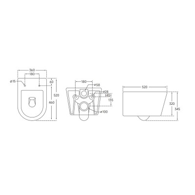 Унитаз подвесной Mixxus ELLIPSE-0306-R 520x360x365mm, система смыва RIMLESS (MI6708)