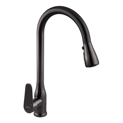 Смеситель для кухни с выдвижной лейкой Zerix PUL-014 Graphite SUS304 (цвет графит) (ZX5036)