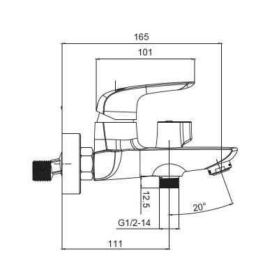 Смеситель для ванны с коротким изливом KOER KB-40008-05 (KR3473), черный