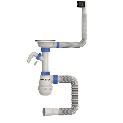 Сифон для кухни Mixxus SK-02-B 3 1/2"x40 с нерж.сеткой, отводом для стиральной машины, MI8195 Сифон для кухни Mixxus SK-02-B 3 1/2"x40 с нерж.сеткой, отводом для стиральной машины, MI8195