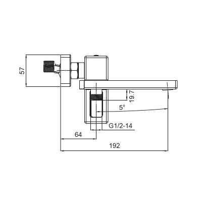 Смеситель для ванны с коротким изливом KOER KB-41009-01 (KR3502), хром