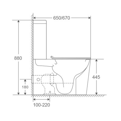 Унитаз-компакт Mixxus Premium Bevel-0402-R 670x390x880mm, система смыва RIMLESS (MP6474)