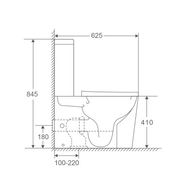 Унитаз-компакт Mixxus Premium Bevel-0401-T1 625x390x845mm, система смыва TORNADO 1.0 (MP6473)