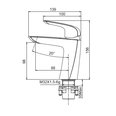 Смеситель для умывальника KOER KB-10008-05 (KR3471), черный