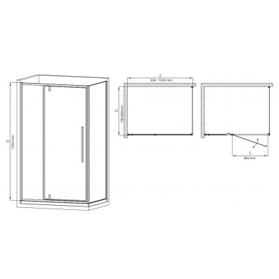 Душевая кабина без поддона Mixxus Premium BEVEL SC01-100x80x195-TR Black прозрачное стекло 6мм (MI6870)