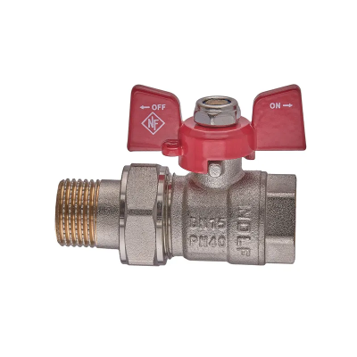 Кран с американкой Nolf NFC.921-06-1/2" FM ГШБ, ручка "бабочка" красная (NF3150) Кран с американкой Nolf NFC.921-06-1/2" FM ГШБ, ручка "бабочка" красная (NF3150)