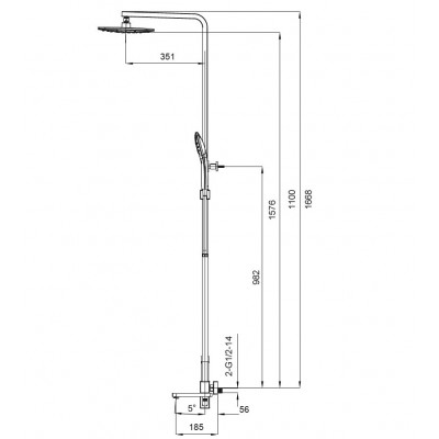 Душевая система со смесителем KOER KB-56009-05 (KR3507), черный