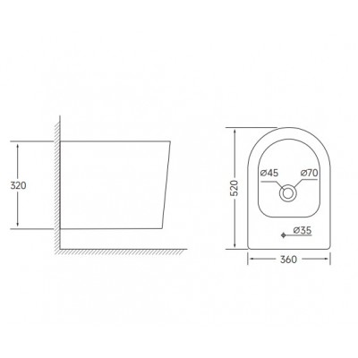 Биде подвесное Mixxus BEVEL-0502 520x360x320mm (MI6715)