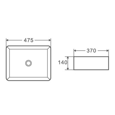 Умывальник накладной керамический Mixxus Premium Quadro-0101 475x370x140mm (MP6487)