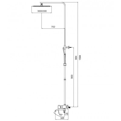 Душевая система со смесителем KOER KB-56007-05 (KR3461), черный