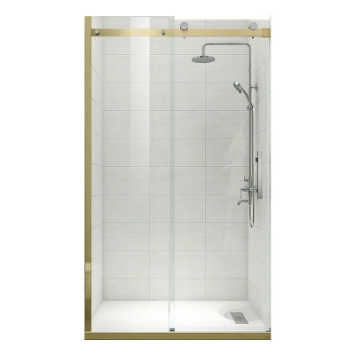 Дверь в нишу Koer SR SD01-120x200-TR-12 прозрачное стекло Easy Clean 8мм, матовое золото (KR5377)