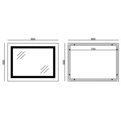 Зеркало Mixxus STYLE MR13-80x60-REVERSE с LED Touch, Anti-fog, димером, регулировкой яркости (MI6666)