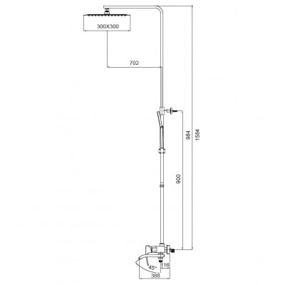 Душевая система со смесителем KOER KB-56007-01 (KR3460), хром