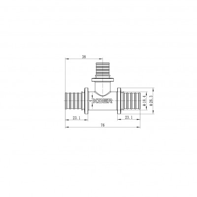 Тройник переходный Koer KA.T20-16-20 - 20(2.8mm) x 16(2.2mm) x 20(2.8mm) (KR4888)