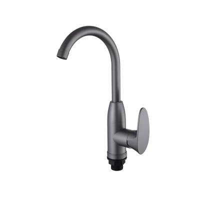 Смеситель для кухни Plamix CEZAR-011-B SET Graphite с подводкой (PM0695)