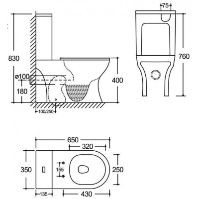 Унитаз-компакт Mixxus WAVE-0402-T3 650x350x830mm система смыва TORNADO 3.0 (MI7037) Унитаз-компакт Mixxus WAVE-0402-T3 650x350x830mm система смыва TORNADO 3.0 (MI7037)