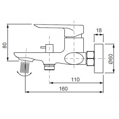Смеситель для ванны с коротким изливом Koer KB-40028-05 (KR5306)
