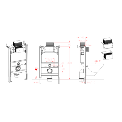 Установка для подвесного унитаза Koer KT-0403 500x165x820mm без панели смыва (KR5313) Установка для подвесного унитаза Koer KT-0403 500x165x820mm без панели смыва (KR5313)