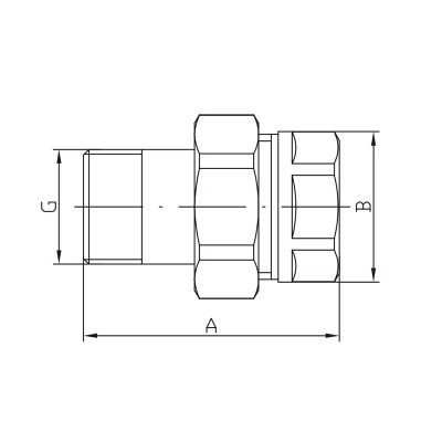 Сгон американка прямой, без никеля Koer KR.341.WN - 1/2" (KR4736)